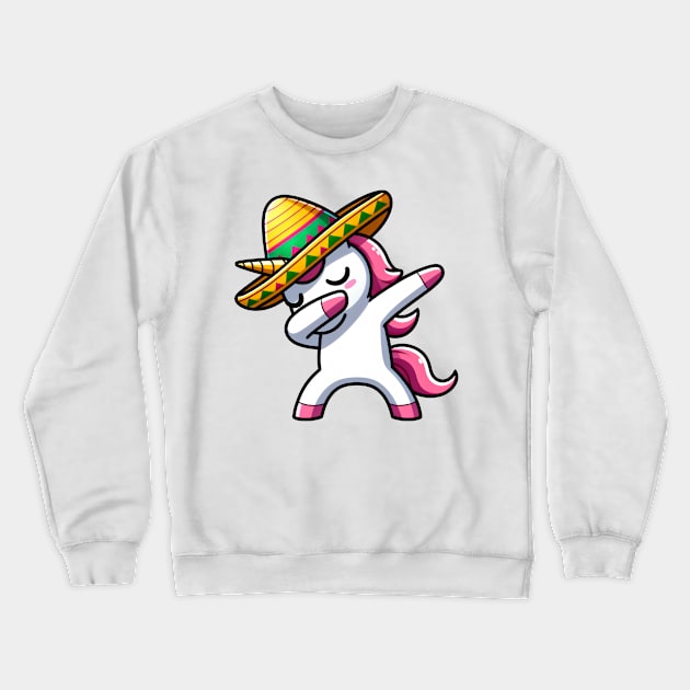 Dabbing Unicorn Funny Cinco De Mayo Crewneck Sweatshirt by valiantbrotha